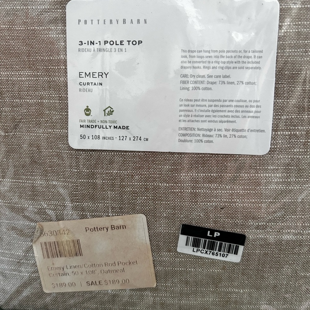 Pottery Barn Emery curtain-Oatmeal - Picture 4 of 4